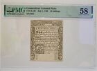 Connecticut Colonial Note 1er juillet 1775 FR#CT-238 10 Shillings 58 Choice AU RARE !