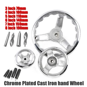Chrome Plated Cast Iron Handwheel 3 Spoke Table Saw Dia 3-8 Inch Handle Crank - Picture 1 of 13