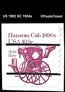 US 1982 SC 1904a HANSOM CAB 10.9¢ PRECANCEL ON PAPER PURPLE USED COIL P10V F/VF - Picture 1 of 2