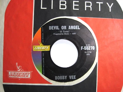 BOBBY VEE * 45 * Devil Or Angel * 1960 #6 * POP * NICE VG/VG+ * Liberty ORIGINAL - Image 1 of 2