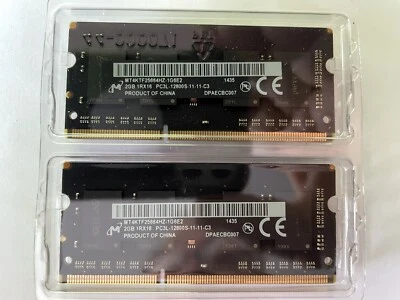 Set of 2 Micron 2GB PC3L-12800S DDR3 SDRAM Laptop Memory MT4KTF25664HZ-1G6E2 - Image 1 of 2