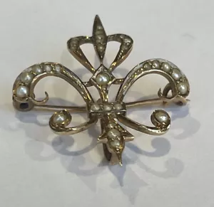 Natural Pearl Pin And Enhancer, 10k Gold Natural Pearls. - Picture 1 of 13
