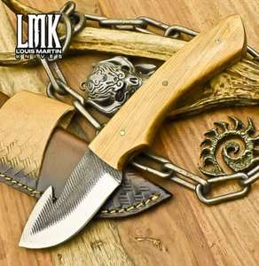LMK Hot Item Skinner Knife w/Gut Hook 440C Steel Olive Wood Camping Unique - Picture 1 of 10