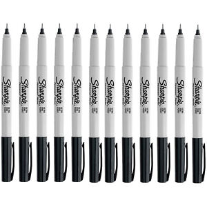 Sharpie Permanent Markers, Ultra Fine Point, Black, 12-Count