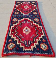 Authentic Hand Knotted Vintage Flat Weave Kilim Kilim Wool Area Rug 3.0 x 1.2 Ft