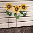 Set of 3 Glorious Sunflower Metal Garden Planter Stakes