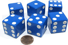 Set Of 6 D6 25Mm Large Opaque Jumbo Dice   Blue With White Pip