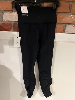 NEW WOMEN'S NIKE YOGA RUCHED 7/8 TIGHTS  ~ SIZE SMALL  #CJ3683-010 BLACK - Image 1 of 4