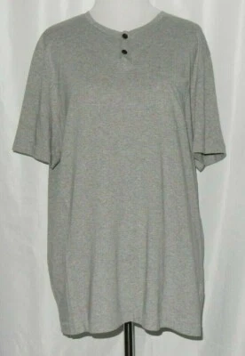 Camiseta gris Kenneth Cole Reaction para hombre con botones Henley bolsillo talla XL elegante # Foto 1 de 4