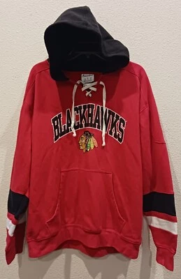 Champion Rojo Negro XL Chicago Blackhawks Jersey Sudadera NHL Hockey Talla Grande Foto 1 de 4