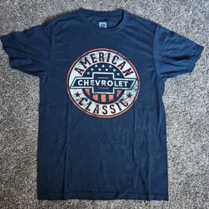 GM American Classic Chevrolet Blue & White Size Small Short Sleeve Car Shirt - Picture 1 of 7