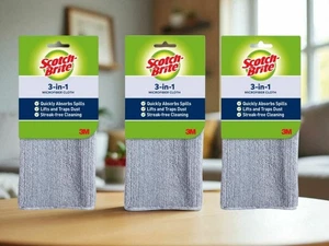 3er Pack Scotch Bright ~ Mikrofaser 3 in 1 Tuch 11,8" x 11,8" ~ Neu - Bild 1 von 1