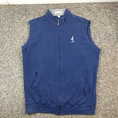 Manasquan River Golf Club Vest Peter Millar Melange Navy Blue Cotton Mens Medium - Image 1 of 4