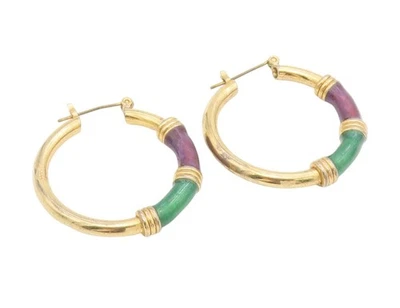Pendientes vintage de plata de ley 925 enchapados en oro grueso esmalte aros EG13923 Foto 1 de 4