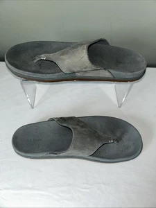 L.L. Bean Women’s Go Anywhere Nubuck Thong Flip Flop Sandals 9 Medium Dusty Blue - Picture 1 of 9