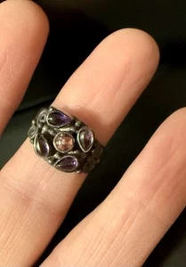 Vintage Sajen Amethyst Sterling Ring leicht verstellbar Gr-6+ - Bild 1 von 10