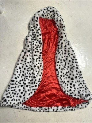 Cruella de Vil Dálmata Abrigo Manchado Disfraz Mantón Punteado Pequeño Mediano Vestir Foto 1 de 4