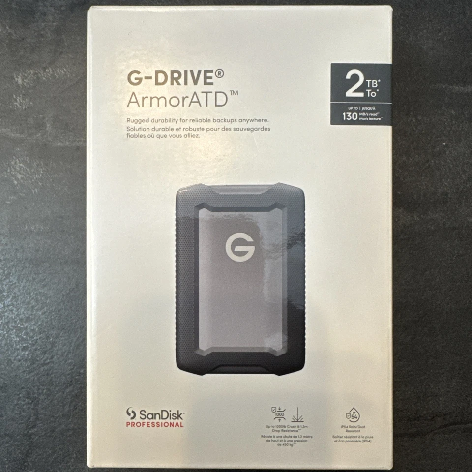 G-Drive ArmorATD Festplatte/ 2 TB/HDD/2,5Zoll/Extern/macOS11+/Win10+/SanDisk PRO - Bild 1 von 1
