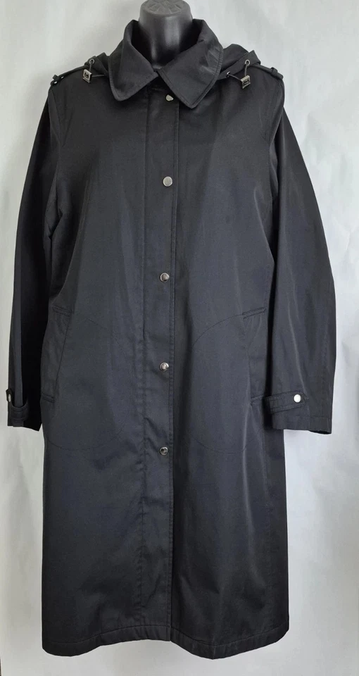 Abrigo chaqueta para mujer Kristen Blake negro con capucha cremallera completa forro a presión talla L Foto 1 de 4