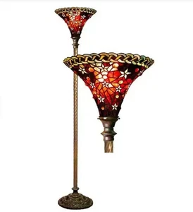 Tiffany Style Floor Lamp Stars Red Torchiere Living Bed Room Timeless Elegance - Picture 1 of 24