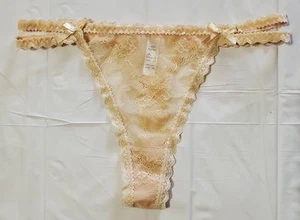 Women Sheer Lace Beige Thong Size XL - Picture 1 of 5