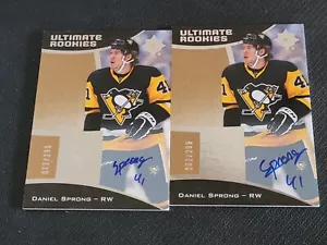 2015-16 UD ULTIMATE COLLECTION DANIEL SPRONG #106 #ed 299 ROOKIE AUTO 2 CARDS - Picture 1 of 1