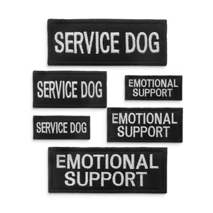 Service Dog Emotional Support Hook & Loop Embroidered Patches 15cm / 9cm / 7cm - Picture 1 of 7