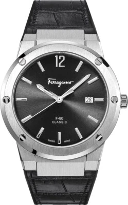 Ferragamo SFDT00219 F-80 Reloj de cuarzo delgado para hombre acero inoxidable esfera negra 42 mm Foto 1 de 4