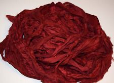 HOLIDAY SALE 10 yards for Recycled Sari Silk Ribbon Yarn, burgundy