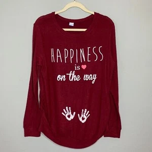 Wolkenloses Langarmshirt Größe M weiches Umstandsshirt " Glück ist unterwegs " - Bild 1 von 5