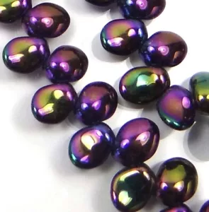 50 pétalos de vidrio checos cuentas de gota iris - púrpura 8x6 mm - Imagen 1 de 3