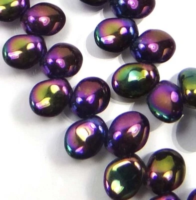 50 Czech Glass Petals Drop Beads Iris - Purple 8x6mm - Image 1 of 3