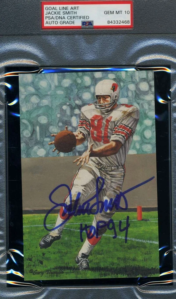 Jackie Smith Gem Mint 10 HOF 94 PSA DNA Signed Goal Line Art Card Autograph - Image 1 of 1