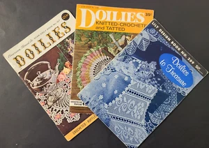 1960s Lot 3 Vtg Coats & Clark Book Knitting Crochet Tatting Gifts Doilies Filet - Picture 1 of 18