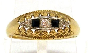Zarter Ring 18 Karat Gold mit Diamanten und Saphiren - Bild 1 von 11