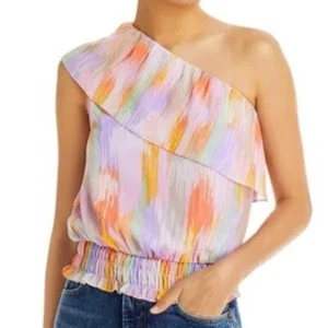 Aqua Women's Smocked Waist Ruffled Peasant Top Multi Color NWT - Picture 1 of 5