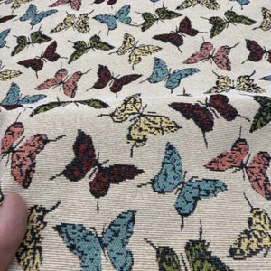 Vintage Butterfly French Jacquard Tapestry Upholstery Decorative Fabric DIY Sofa - Picture 1 of 5