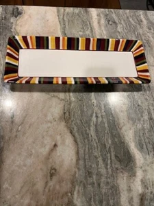 Pampered Chef Simple Additions Fall colors Striped rectangular Serving Dish/Tray - Picture 1 of 5