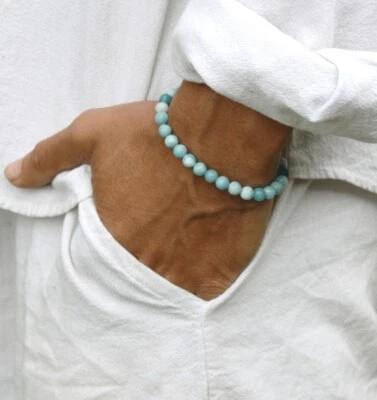 A++ Schöne Amazonit glatte runde Edelstein Perlen Erfolg 6-8 Zoll Herren Armb... - Bild 1 von 4