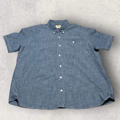 LL Bean Shirt Mens XL Blue Faux Denim Short Sleeve Button Down Preppy Classic - Image 1 of 4