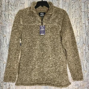 NWT Member’s Mark Alpine Sherpa 1/4 Zip Brown Fleece Jacket Sweatshirt Men’s S - Picture 1 of 9