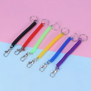 12 Pieces Stretchy Spiral Keyring Colourful Plastic Keychain Spring Retractable - Picture 1 of 11