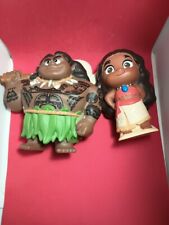Disney Moana Rubber Bath Toy Action Figure Lot (2) Maui & Moana!