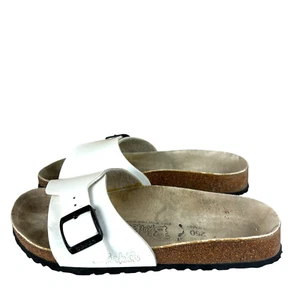 Birkenstock Madrid Birko Flor White Leather Strap Womens Size 39 / 8-8.5 - Picture 1 of 5