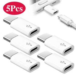 5Pack V8 to Type C Male to Micro USB Female Adapter Converter Connector white - Picture 1 of 10