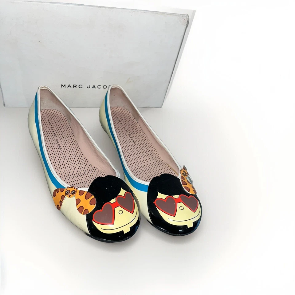 Marc by Marc Jacobs Niña Gato Cuero Ballet Planos Zapato Charol Suela de Goma 40 Foto 1 de 4