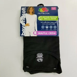 Fruit Of The Loom Beyond Soft Thermal Waffle Crew Top Black Soot Size XS 0 2 - Picture 1 of 5