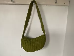 Brand New Quilted Cross Body Bag Green Colour - Picture 1 of 16