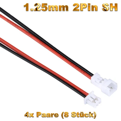 4 Pares 2Pin 1.25mm 1.25mm SH Micro JST Conector Hembra + 15cm Cable 28AWG Li... - Imagen 1 de 4