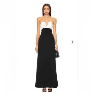 NWT Lovers and Friends Anais strapless gown black white wedding party Revolve S - Picture 1 of 10